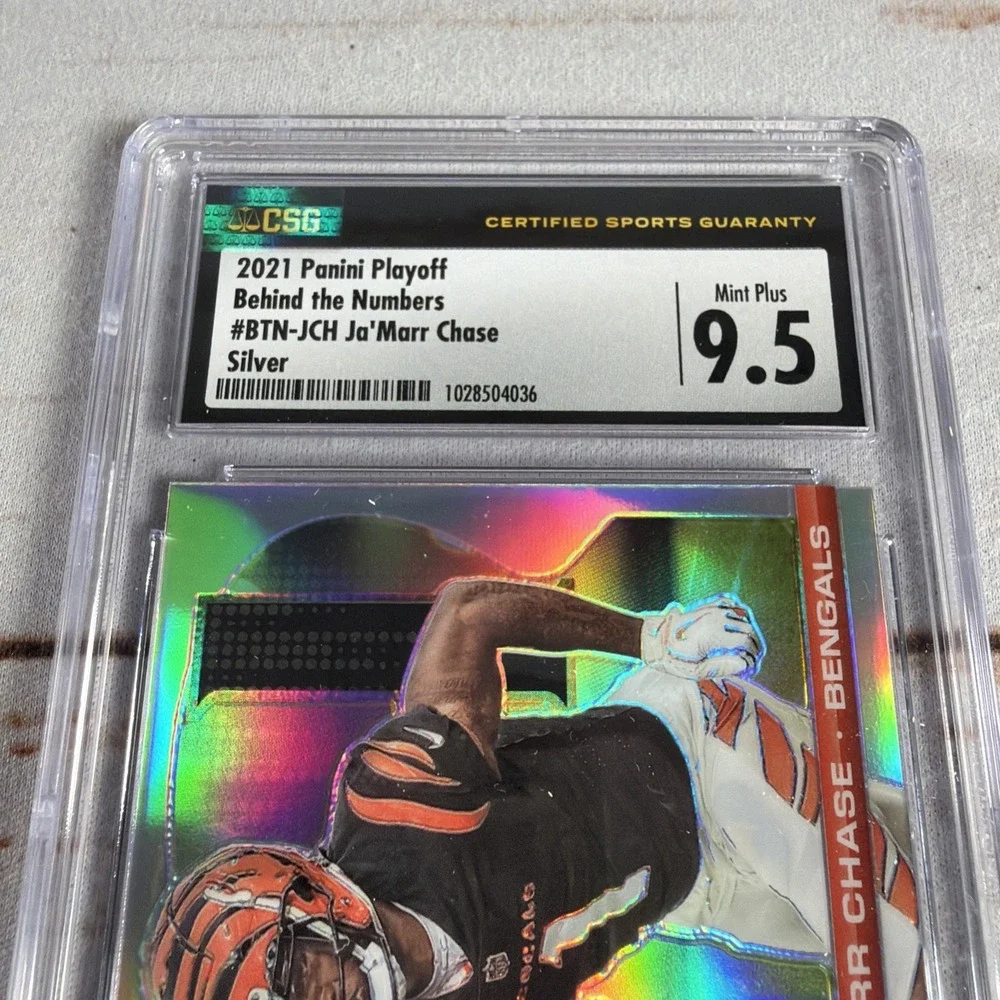 2021 Panini Playoff #BTN-JCH Ja'Marr Chase Behind the Numbers Silver Graded 9.5
